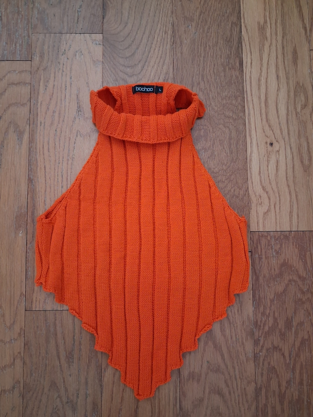 Boohoo Bright Orange Ribbed Sleeveless Roll-Neck Sweater Bib